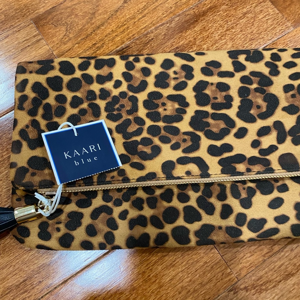 A leopard clutch that folds over